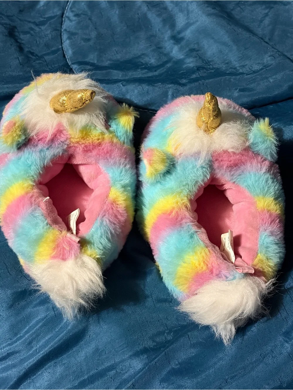 Rainbow Pastel Unicorn Plush Slippers by Wonder Nation
